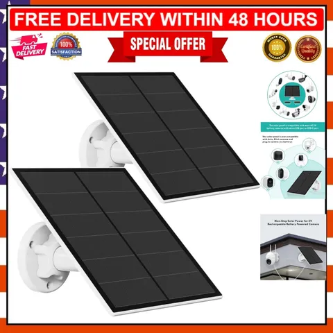 Continuous Solar Energy: 5W USB Solar Panel Charger for Security Cameras, 2 Pack