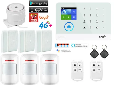 D22 Tuya APP WiFi 4G Wireless IR Home Security Alarm Burglar System+RFID Access