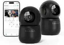 2 Pack 2K Indoor Security Camera WiFi Pet Monitor Auto Tracking Night Vision Bla
