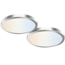 hykolity 2 Pack 12 Inch Selectable CCT LED Round Flat 12 inch, Brush Nickel
