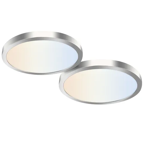 hykolity 2 Pack 12 Inch Selectable CCT LED Round Flat 12 inch, Brush Nickel