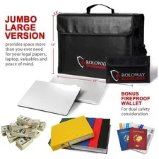 Large Fireproof Bag for Valuables, Water Resistant