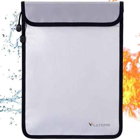 Upgraded Two Pockets Fireproof Document Bag (2000℉), 15”x 11” Fire Proof Bag