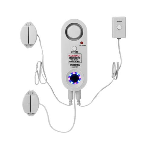White Pool Alarm with Bright LED Strobe Loud Siren Child Safety Compliance