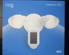 Ring Floodlight Cam Plus Outdoor Wired 1080p FHD Surveillance Camera White - NEW