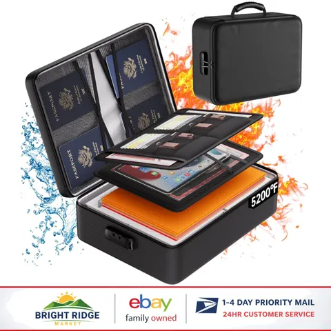 Heat Resistant Document Storage Box with Lock for Important Files and Papers