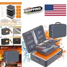 Fireproof Document Organizer 5200 Degrees F Waterproof Lockable Storage Gray