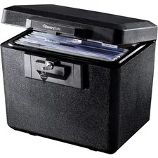 Elegant Black Fireproof Document Box with Dual Key Lock - Essential Protection