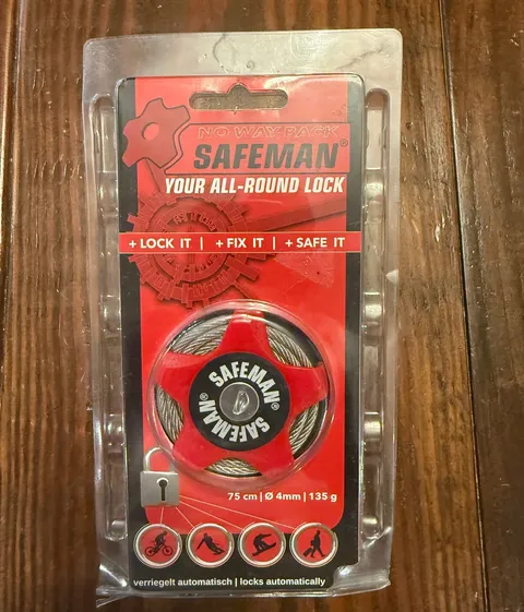 NEW Safeman Multifunction Cable Lock 29.5" All Round Lock Red SEALED Germany