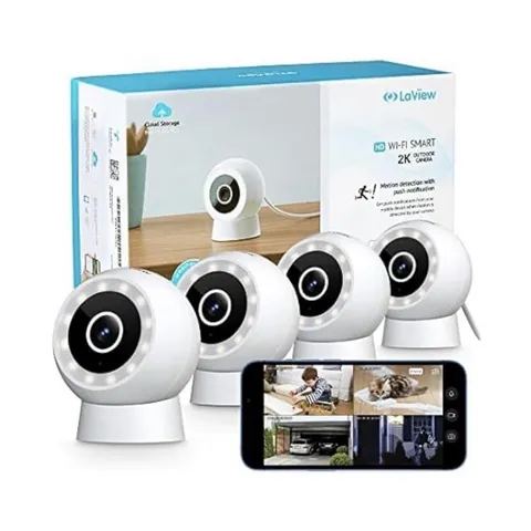 LaView 2K Wi-Fi IP Camera 4-Pack Indoor/Outdoor Night Vision 2-Way Audio