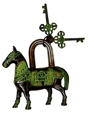 Horse Shape Lock Antique Style Handmade Brass Fully Functional Padlock with keys