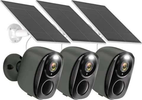 3PCS Solar 3MP Wireless Security Camera Wifi 2K Night Vision 2-Way Audio IP66