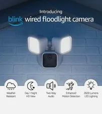 Blink Wired Floodlight Camera - White LED Smart Security Camera 2600 Lumens