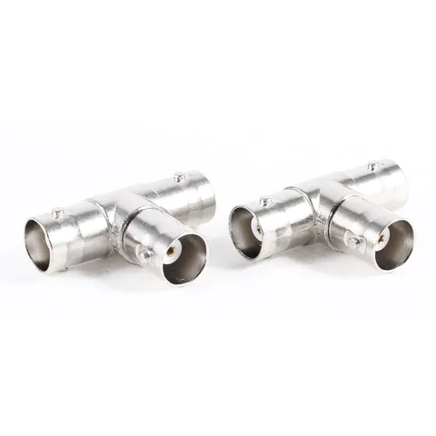 2 Pieces T Shape Adapter BNC Female Jack Adapter Connector Silver Tone