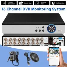 1080P 16CH 5-in-1 DVR H.265+ Security Camera Recorder Mobile Remote Access