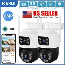 2 Pack 6MP WiFi Security Camera Outdoor Dual Lens PTZ Auto Tracking Night Vision