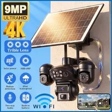 Wireless Solar WiFi Camera 9MP PIR Night Vision Two-Way Audio Surveillance LOT