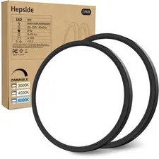 hepside 2PACK Flush Mount LED Ceiling Light Fixture 12Inch-2pack, Black