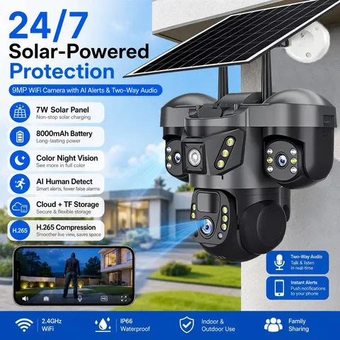 Outdoor Solar WiFi Camera Wireless Auto Tracking Night Vision Surveillance LOT