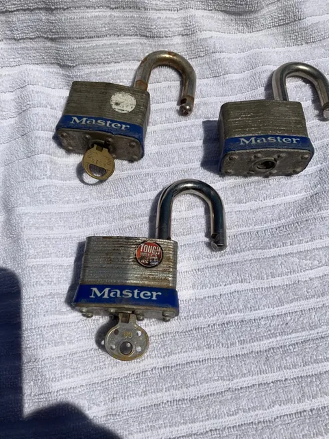 Lot of 3 Master Lock Padlock No 5 Body Keyed USA Made Keyed the Same
