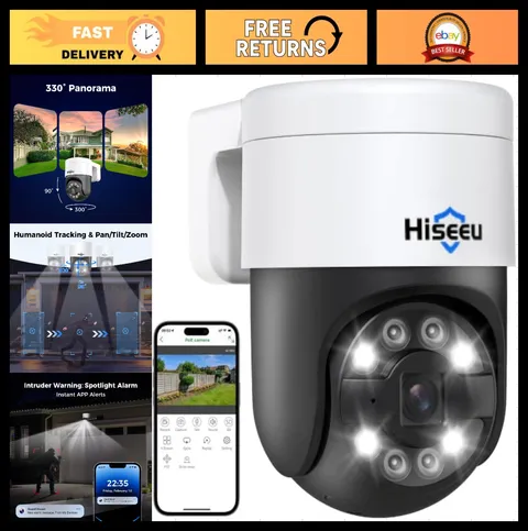 5MP PoE PTZ Outdoor Security Camera - Auto-Tracking, Night Vision, Waterproof