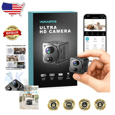 Mini 4K Security Camera - 150-Day Battery, Dual-Band WiFi, AI Human Detection