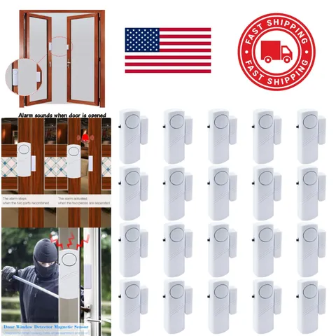 20 Pack Door Window Alarms 90DB Loud Security System Easy Adhesive Installation