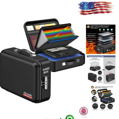 Ultimate Fireproof and Waterproof Document Box - Durable, Organized, 15"x11"x5"