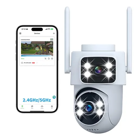Dual Lens 2K Outdoor Security Camera – 360° Pan & 90° Tilt PTZ, 5GHz/2.4G WiF...