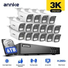ANNKE 16CH DVR 5MP 2-Way Audio Security Camera System Color Night Vision Outdoor