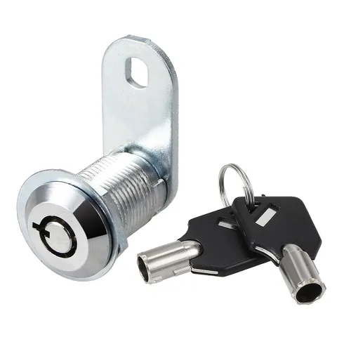 7/8" Cylinder Zinc Alloy Chrome Finish Tubular Cam Lock w 2 Key, Keyed Different
