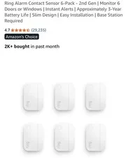 NEW Ring Alarm Contact Sensor 6-Pack 2nd Gen Monitor 6 Doors or Windows White