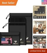 FIRESHIELD PRO Upgraded 2000°F Fireproof Document Bag 3-Pack – Fire & Water R...
