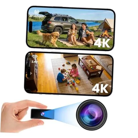 No WiFi Security Camera, 4K Mini Camera Works with or Without WiFi, Dark Black