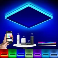 Annaror Smart LED Ceiling Light WiFi, 13in RGB Flush Mount Lighting White 