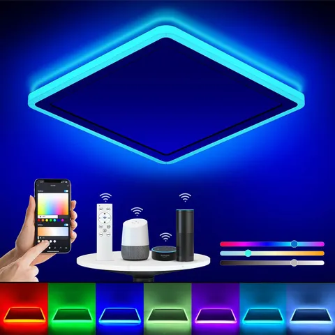 Annaror Smart LED Ceiling Light WiFi, 13in RGB Flush Mount Lighting White 