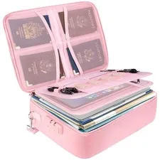 Fireproof Document Box with Lock, Waterproof File Organizer for Important Papers