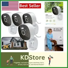 2K Indoor/Outdoor Security Camera -  Waterproof with Night Vision (4-Pack)
