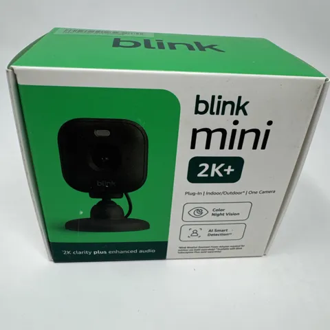 Blink Mini 2K+ Indoor Outdoor Plug-In Security Camera Black Color Night Vision