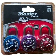 Master Lock 1533TRI Mini Combination Padlocks 3 Pack One Combo For All 3 Locks