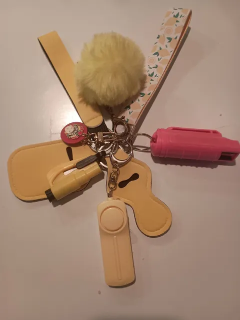9 pc Gift Safety Keychain Full Set Womens Personal Alarm lemon Self Defense