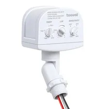 TREEWELL 240-Degree Replacement Motion Sensor, Adjustable LUX(5-300) & White