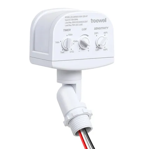 TREEWELL 240-Degree Replacement Motion Sensor, Adjustable LUX(5-300) & White