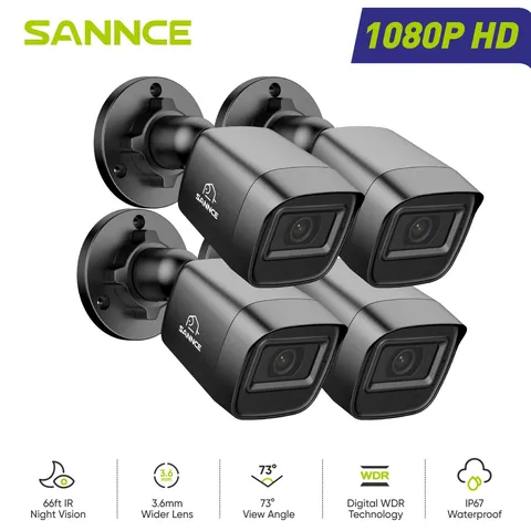 SANNCE 1/2/4x 1080P Video Outdoor 2MP CCTV Security Camera IR Night Vision IP67
