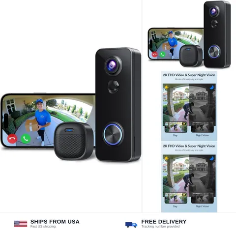 XTU 2K Video Doorbell Camera, Head-to-Toe View, Battery Powered Alexa | 2K HD...