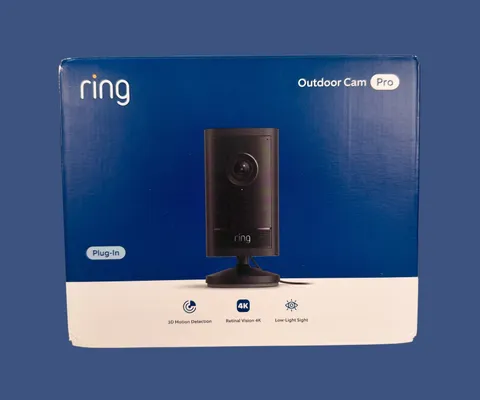 New Open Box 4K Ring Outdoor Cam Pro • Plug-In • Black
