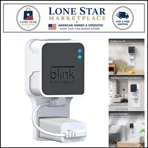 Secure Wall Mount Bracket for Blink Sync Module 2 - Short Cable for Tidy Spaces