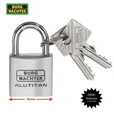 Burg Wachter 50mm Aluminium Bodied Padlock -Free Postage-77-50-SB