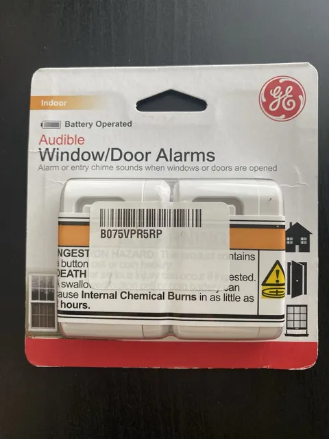 GE Door/Window Alarm 2-Pack Battery Operated Chime 120dB Indoor White 45115