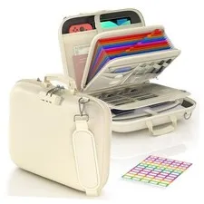 Fireproof Document Box with Lock & Beige Hard-shell Fireproof Document Box